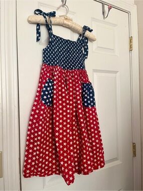 Vintage Corkey’s Kids Red White and Blue Star Print Sundress Patriotic